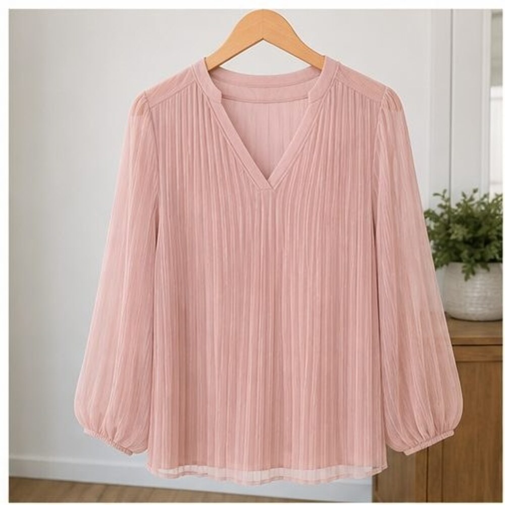 Blush Pleated Blouse